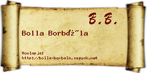 Bolla Borbála névjegykártya